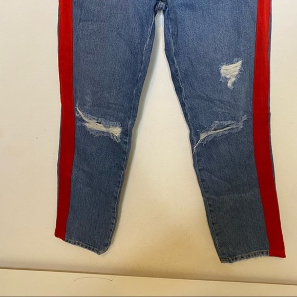 Carmar Los Angeles Ursula Taylor High Rise Red Twill Trim Straight Jeans 25 - Picture 7 of 13